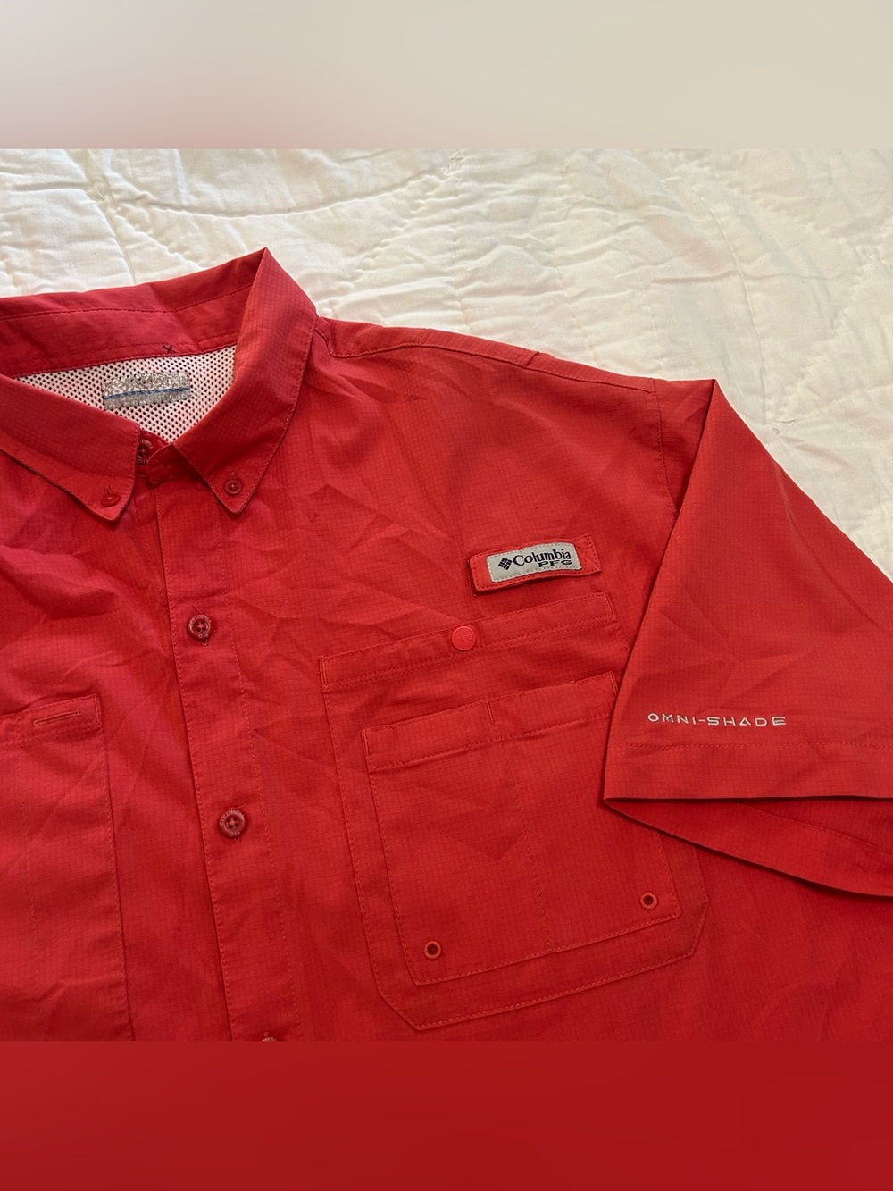 Columbia PFG Tamiami II Mens XL Orange/ Short Sleeve Fishing Shirt UPF 40 Vented